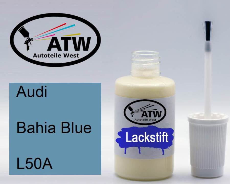 Audi, Bahia Blue, L50A: 20ml Lackstift, von ATW Autoteile West.